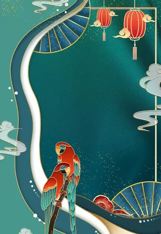 国潮古风中式海报背景图片