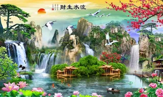 流水生财背景图片