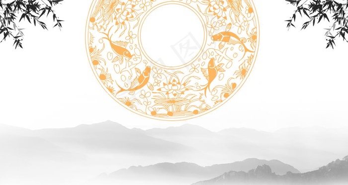 中式远山背景图片