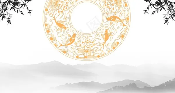 中式远山背景图片