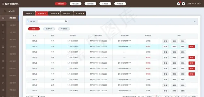 深蓝褐色清新版后台界面设计图片