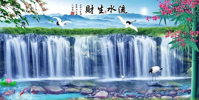 流水生财图片psd模版下载