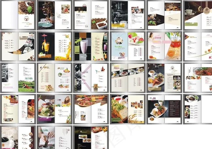 高档中西餐菜谱、咖啡菜单图片cdr矢量模版下载
