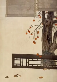 古风树木围墙海报背景素材图片