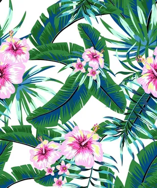 叶子印花 热带花  图片