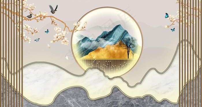 新中式背景墙图片