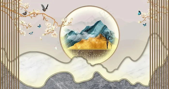 新中式背景墙图片