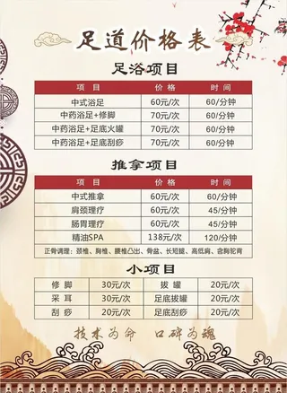 中医价目表  图片