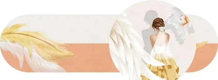 手绘美女羽毛装饰画图片(11811x4724)