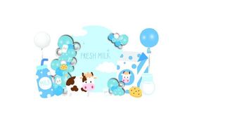 满月周岁牛宝宝男气球背景图片