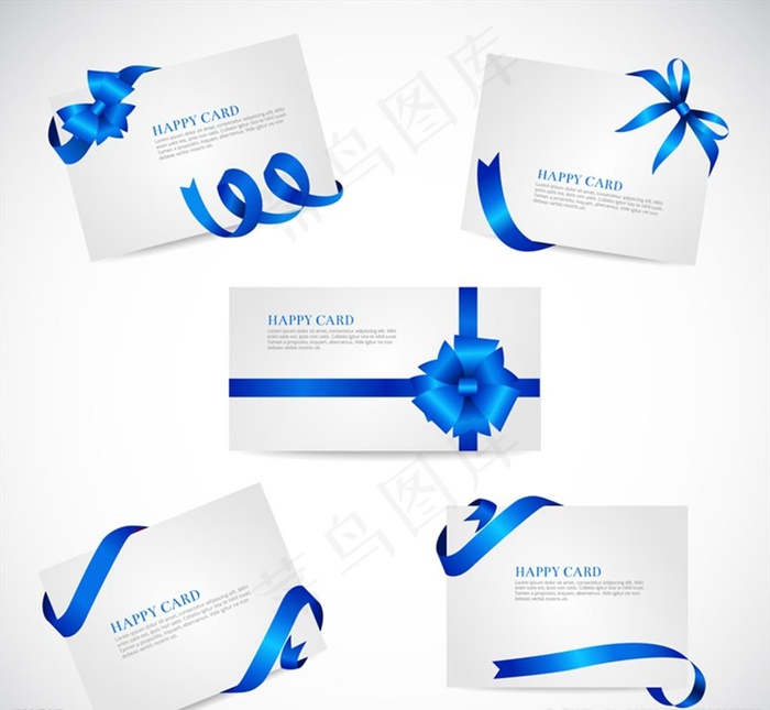 蓝色丝带卡片图片