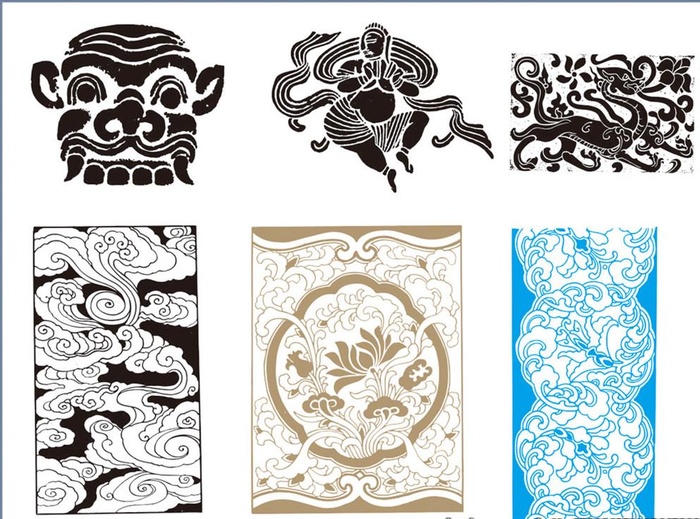 传统图案 圆形花纹 龙纹图片