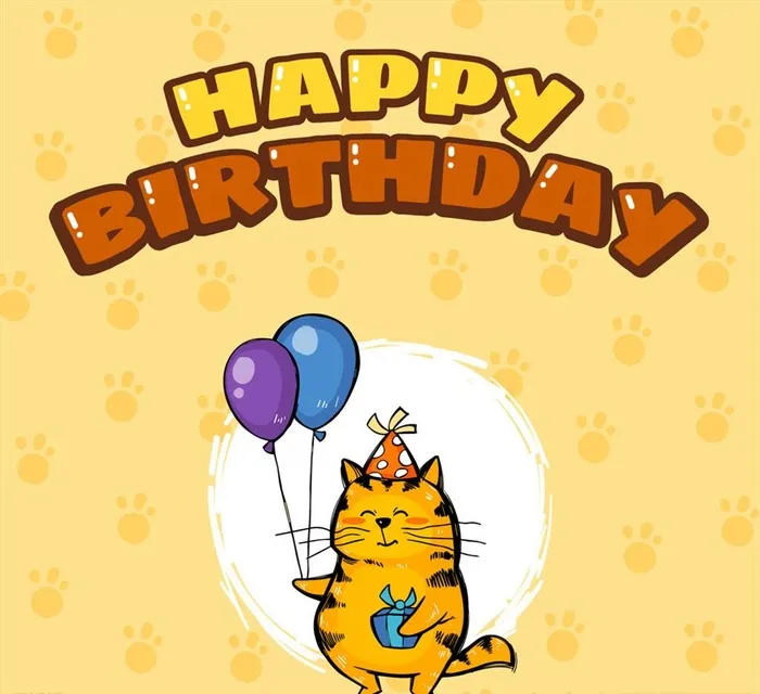 可爱笑脸猫咪生日贺卡图片ai矢量模版下载