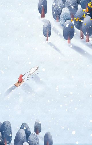 手绘冬季雪地背景图片