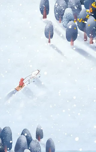 手绘冬季雪地背景图片
