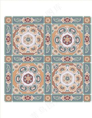 绿色连续图案 花朵图片