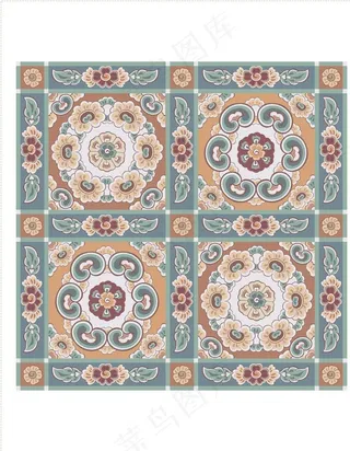 绿色连续图案 花朵图片