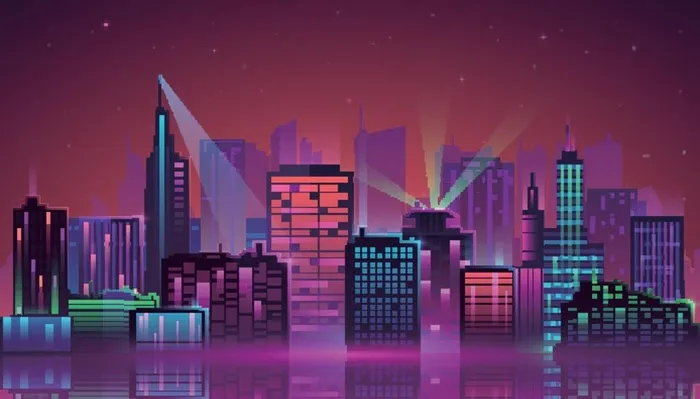 夜光渐变城市图片eps,ai矢量模版下载