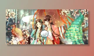 汉服女性传统复古插画背景素材图片