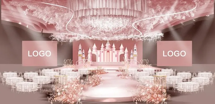 粉色城堡婚礼图片(3821x1969)psd模版下载