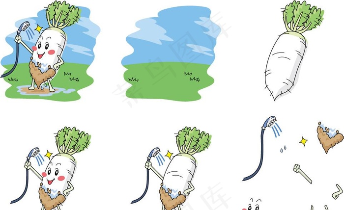 手绘白萝卜表情图片
