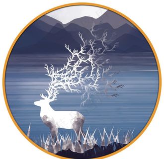 新中式 圆形 装饰画图片