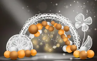 气球拱门橙色展板图片