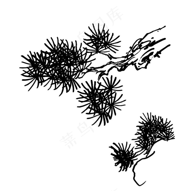 水墨树枝图片ai矢量模版下载