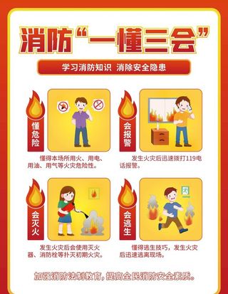消防安全知识一懂三会宣传海报图片