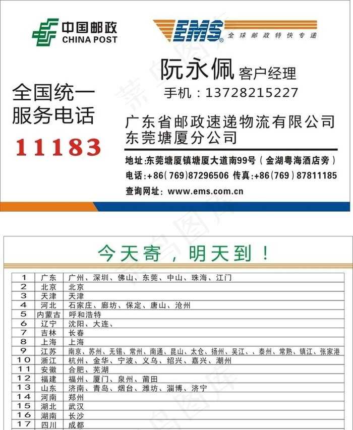 邮政名片图片cdr矢量模版下载