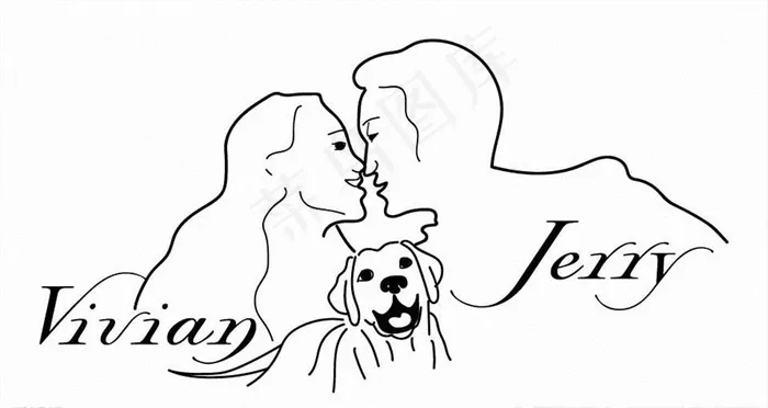 男女亲吻婚礼LOGO狗狗图片