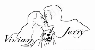 男女亲吻婚礼LOGO狗狗图片