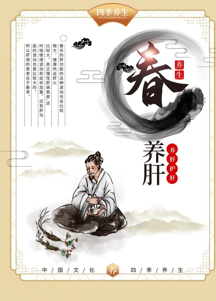 春季养生养肝宣传海报图片