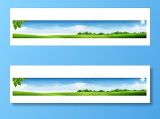 蓝天草地条幅背景图片