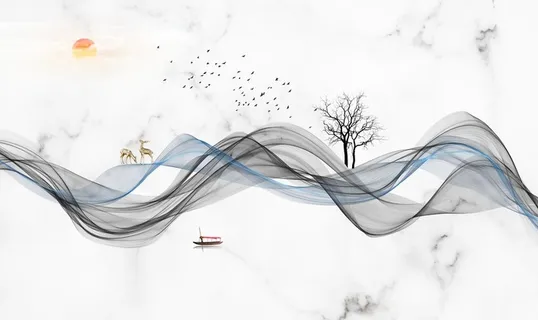 艺术线条飘带丝带绸带装饰画图片