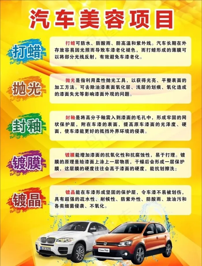 汽车美容项目图片cdr矢量模版下载