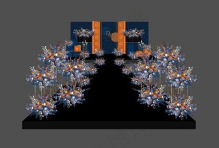 乐高积木蓝橙撞色婚礼手绘效果图图片