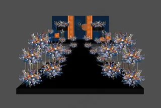 乐高积木蓝橙撞色婚礼手绘效果图图片