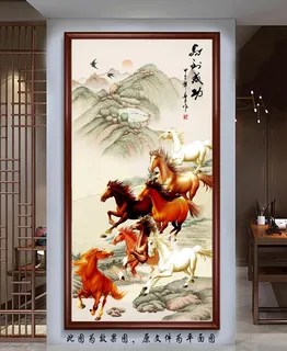 马到成功山水玄关画图片 马到成功山水玄关画图片