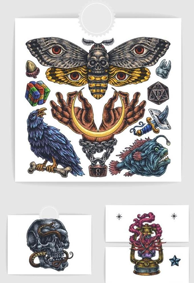 魔幻卡通图片ai矢量模版下载