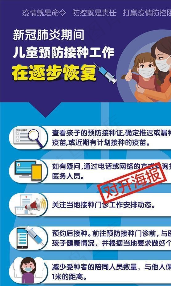 新冠肺炎期间儿童预防接种海报图片