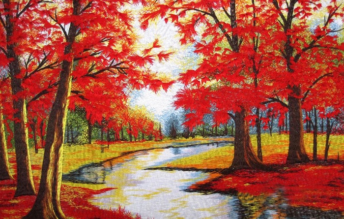 红叶油画图片