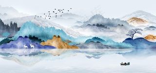 麋鹿装饰画图片