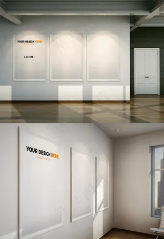 简约墙面海报样机图片