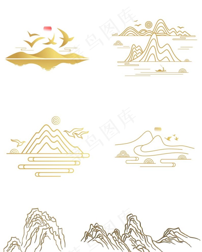 山 中国风线条图片