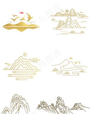 山 中国风线条图片