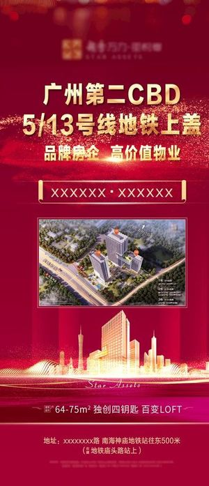 红色高端 地产微信稿宣传单张图片