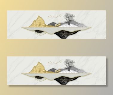 新中式抽象山水背景墙图片