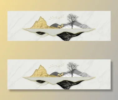 新中式抽象山水背景墙图片