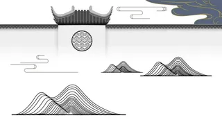 传统建筑墙檐屋檐插画背景图片